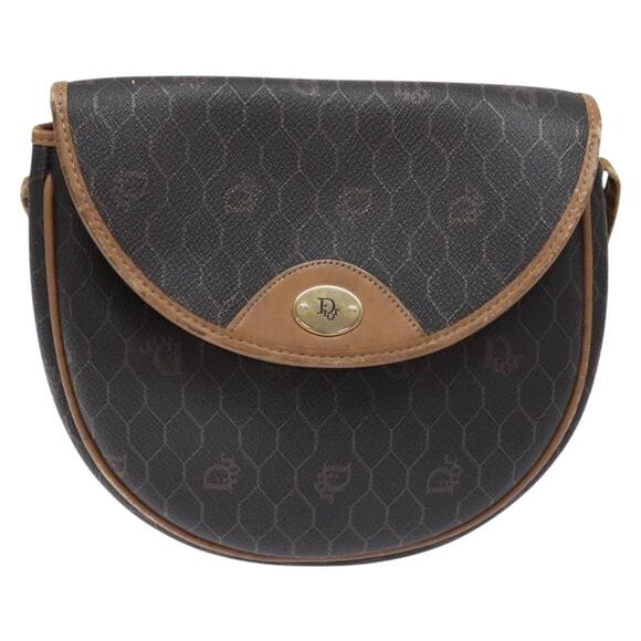 DIOR Honeycomb Canvas Shoulder Bag Pvc Black Gold - Picture 2 of 12